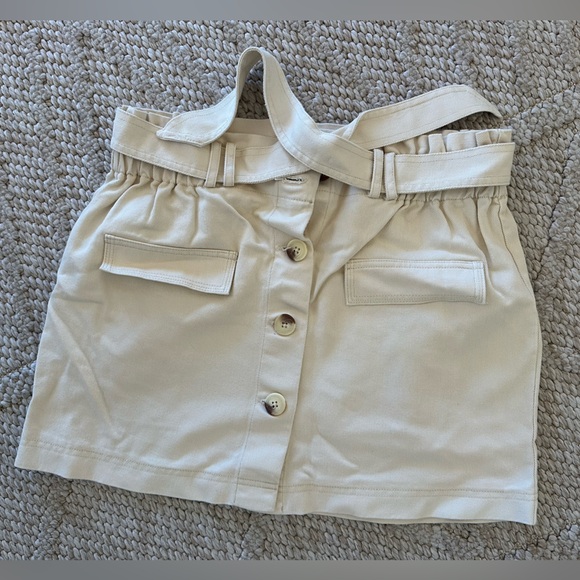 Zara cream button cargo tie belt button up mini skirt Large NWOT - Picture 4 of 7